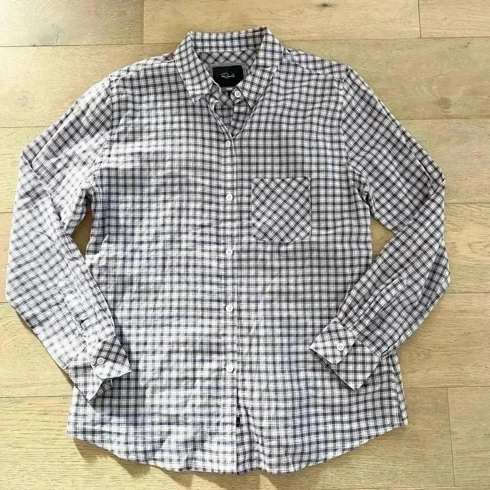 Rails plaid button up top large